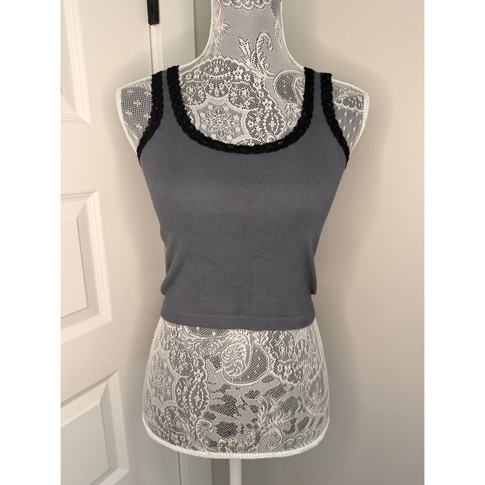 John Galt Brandy Melville Ronnie Cropped Top Tank One Size Gray Black